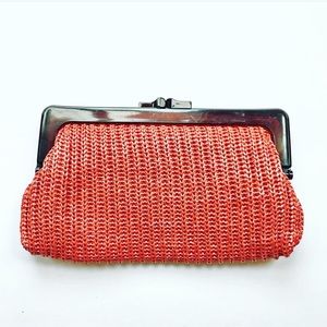 SOLD Vintage Straw Clutch Retro Knit Bag Lucite Purse